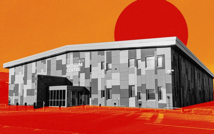Aberdeen Treasure Hub Museum Centre, a modern building with a patterned grey facade